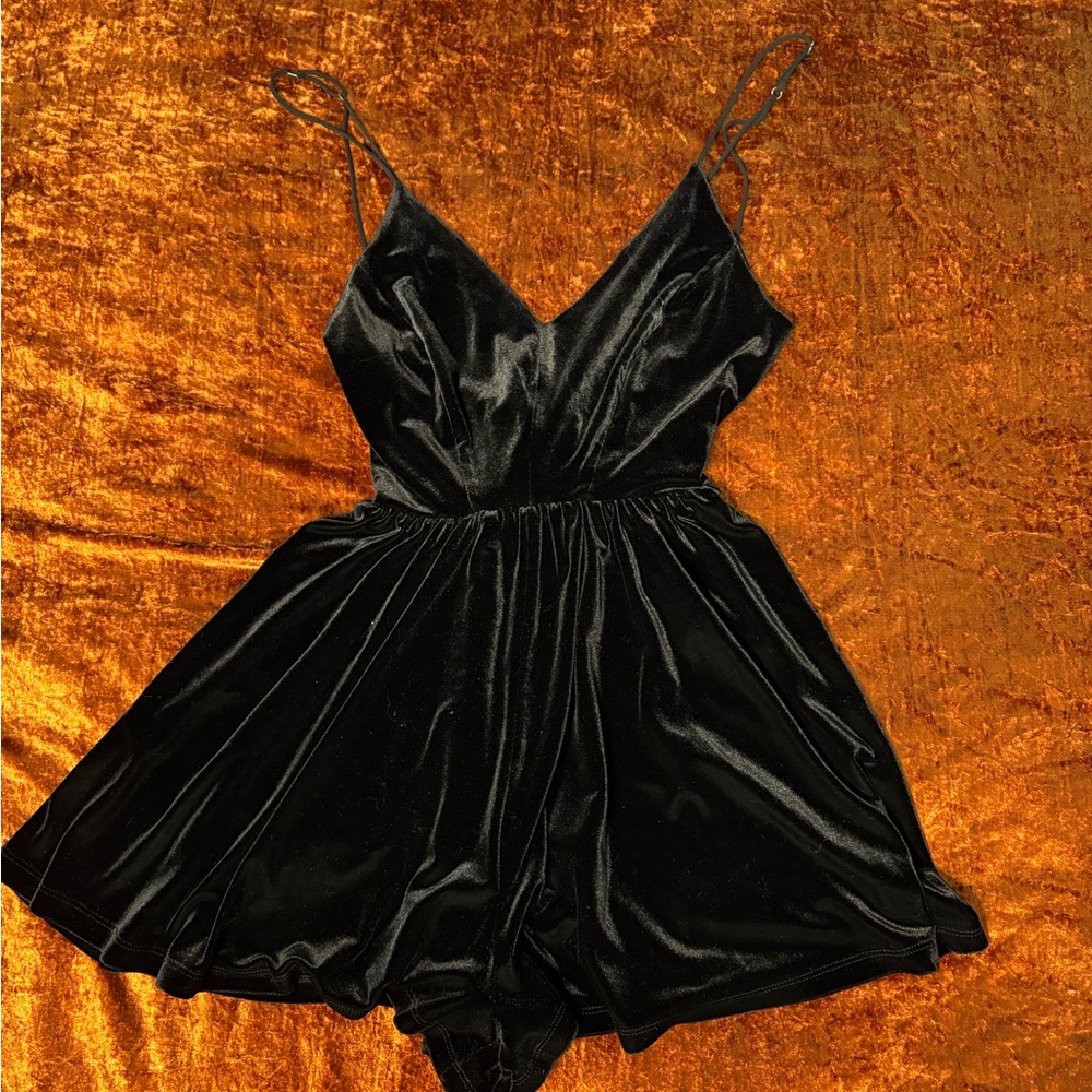 Urban Outfitters Black Velvet Jumpsuit